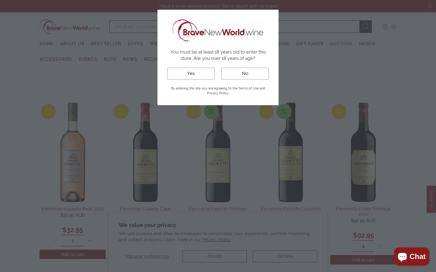 bravenewworld.wine homepage screenshot