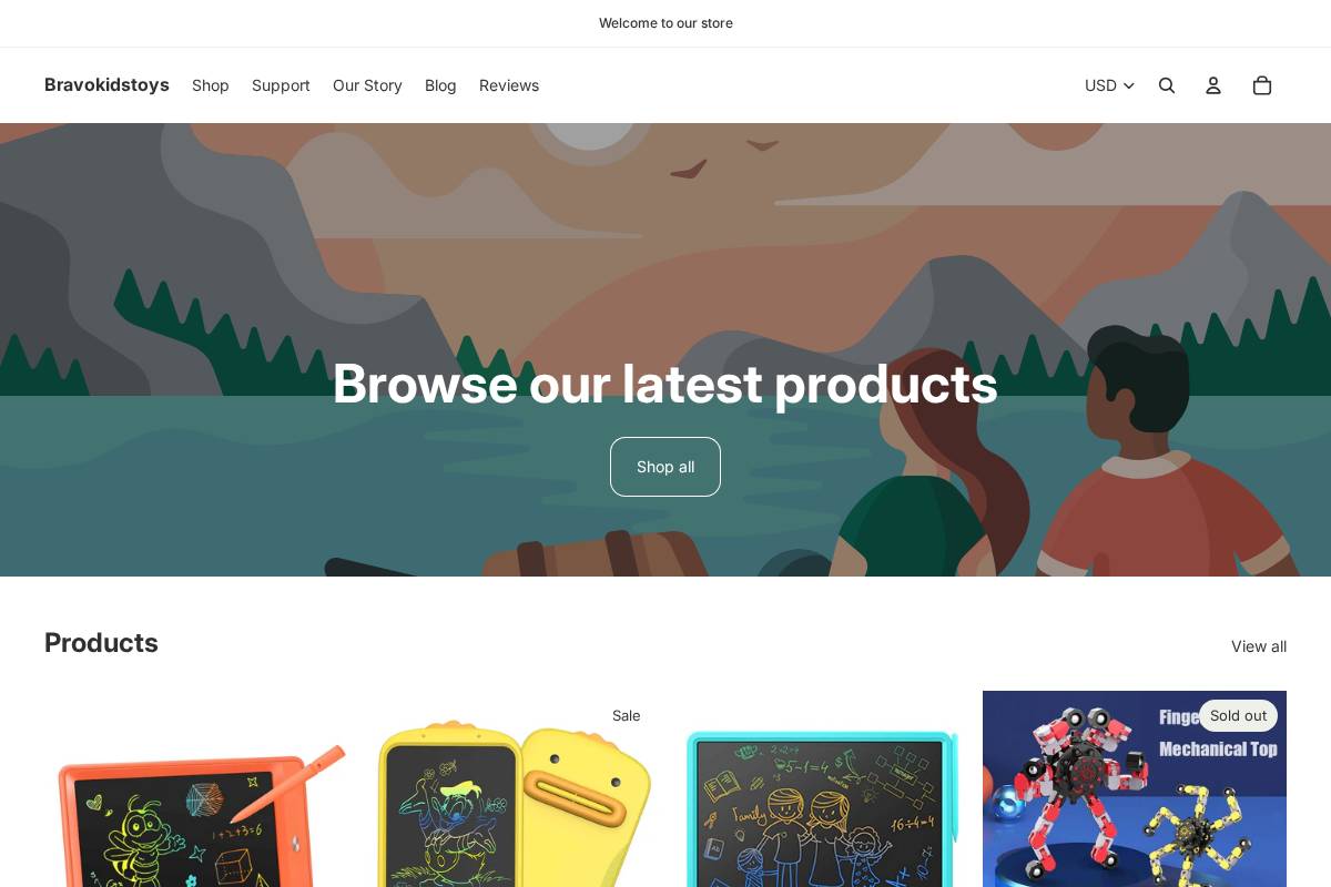 Bravokids Toys homepage screenshot