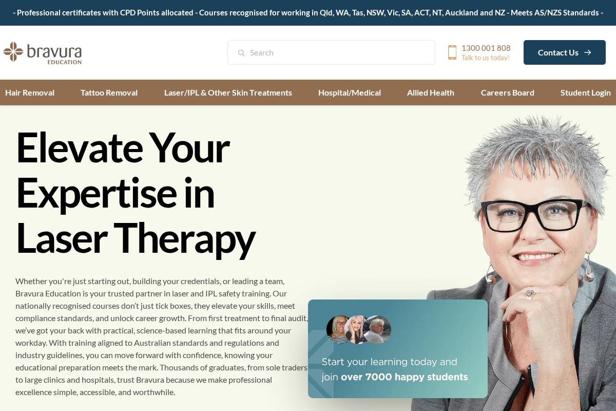 Bravura homepage screenshot