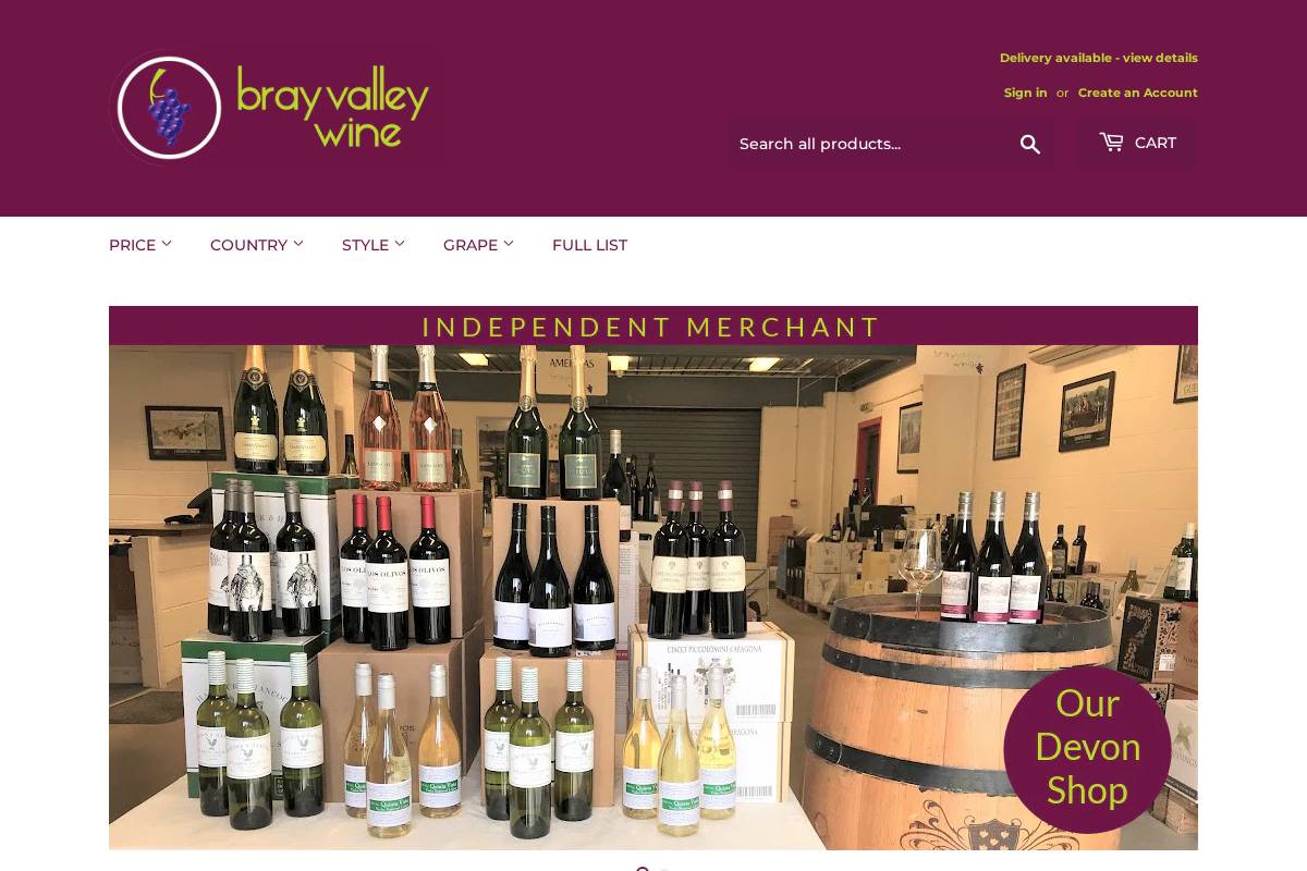 brayvalleywines.co.uk homepage screenshot