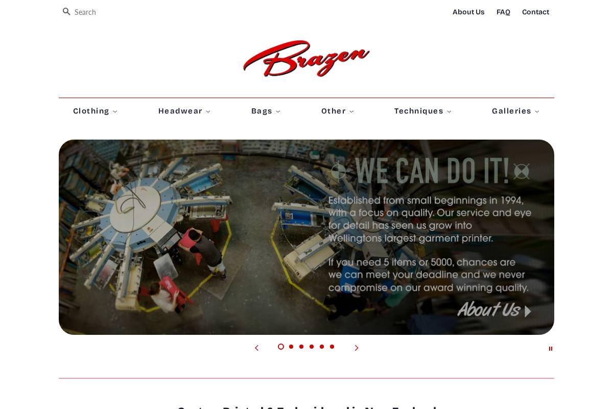 brazenclothing.co.nz homepage screenshot