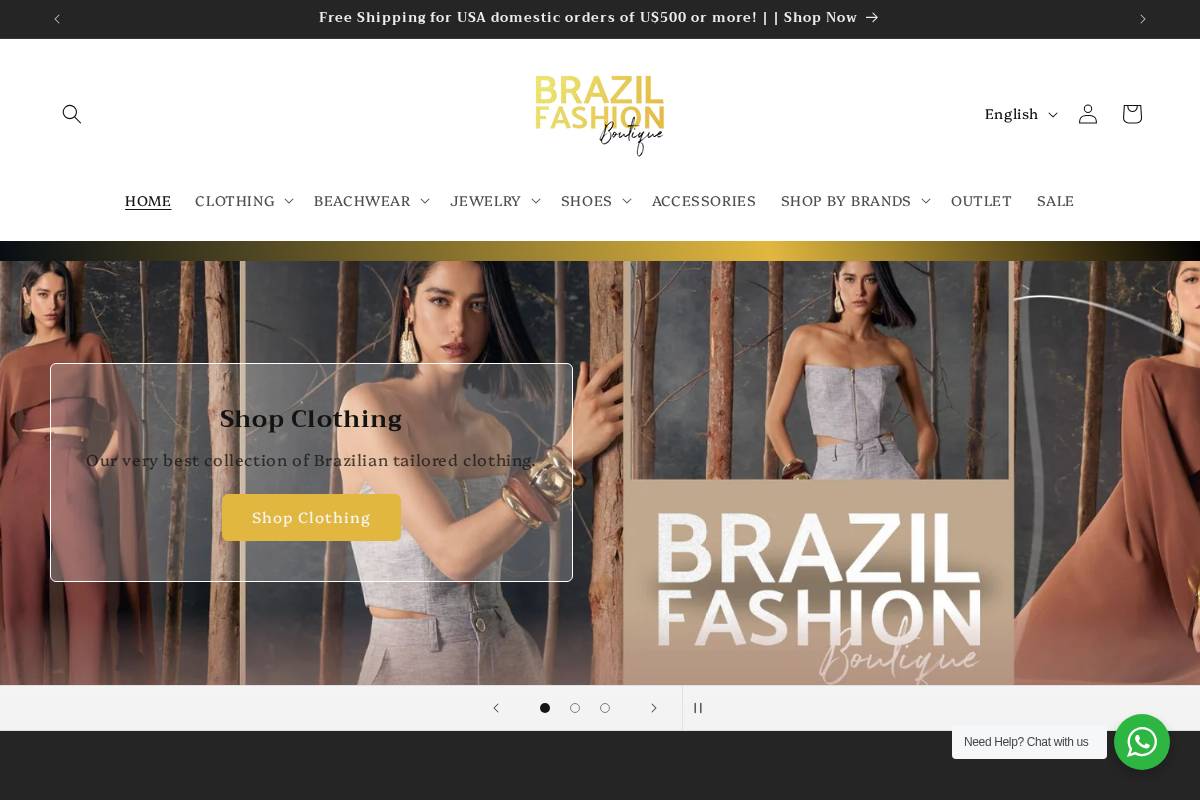 brazilfashionboutique.com homepage screenshot