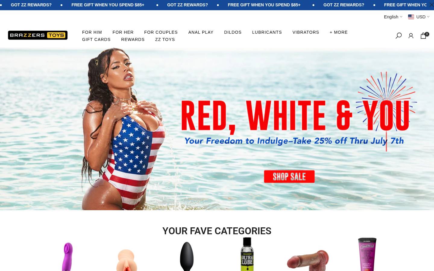 brazzerstoys.com homepage screenshot