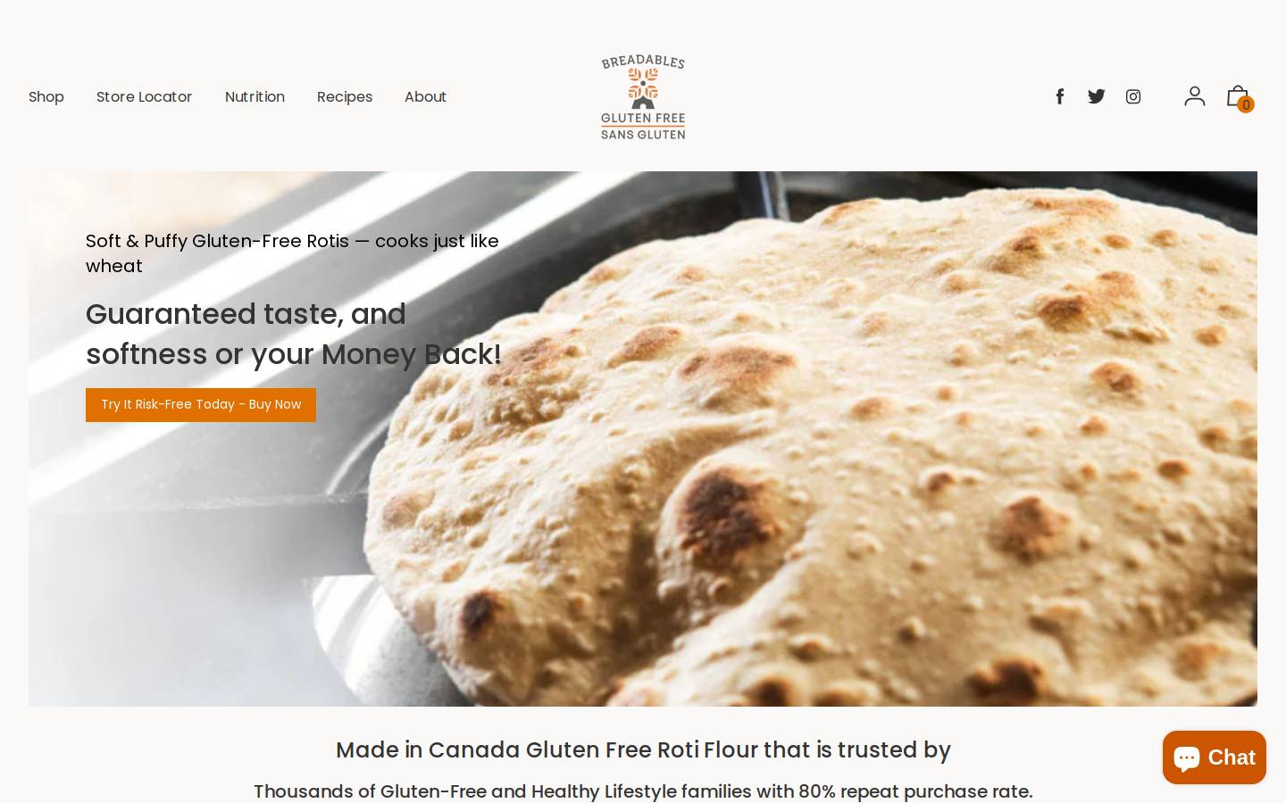 breadables.ca homepage screenshot