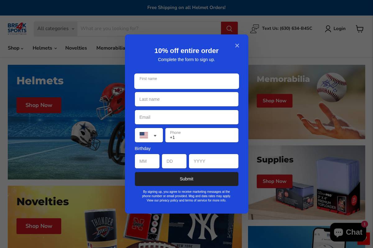 break4sports.com homepage screenshot