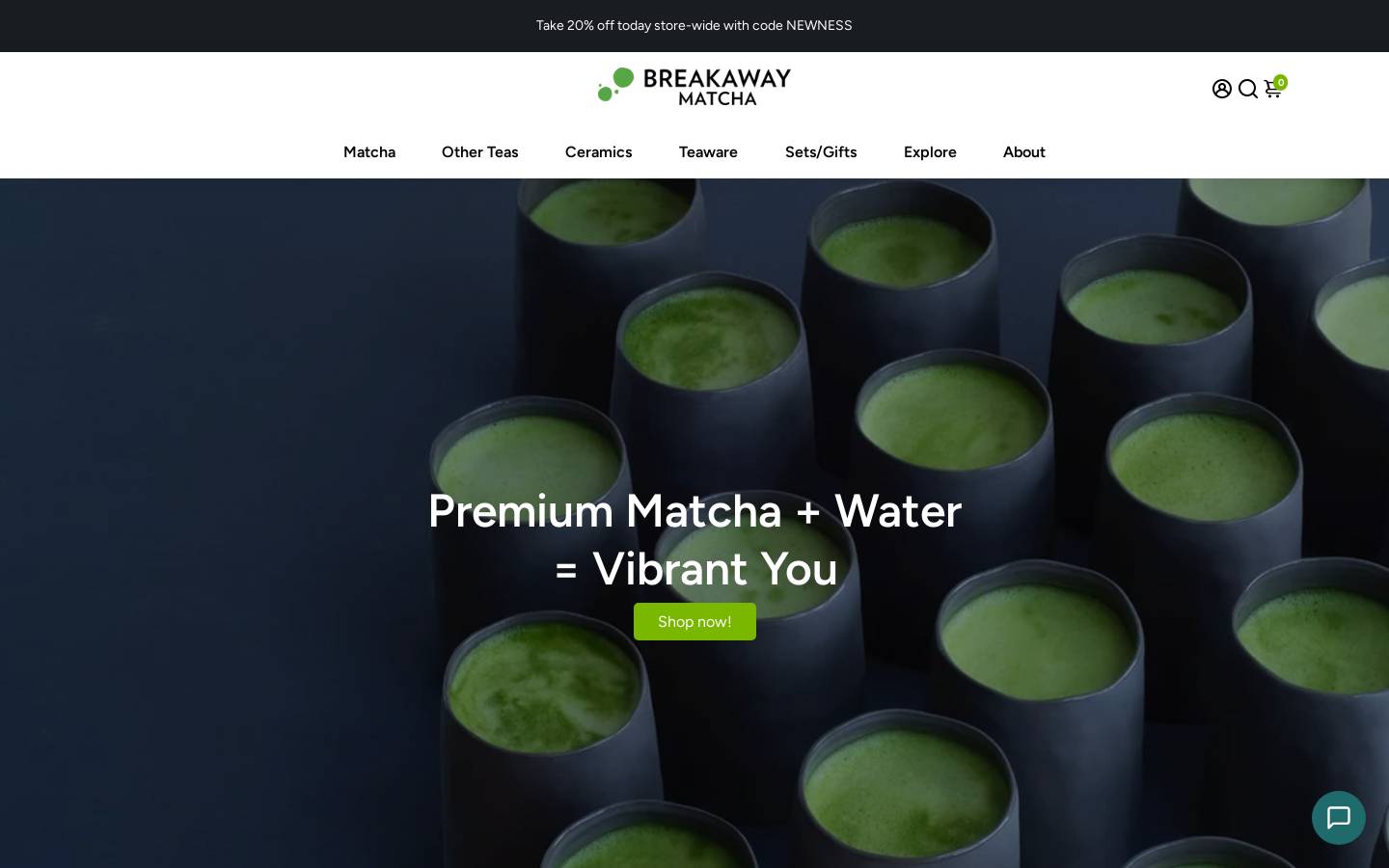 breakawaymatcha.com homepage screenshot