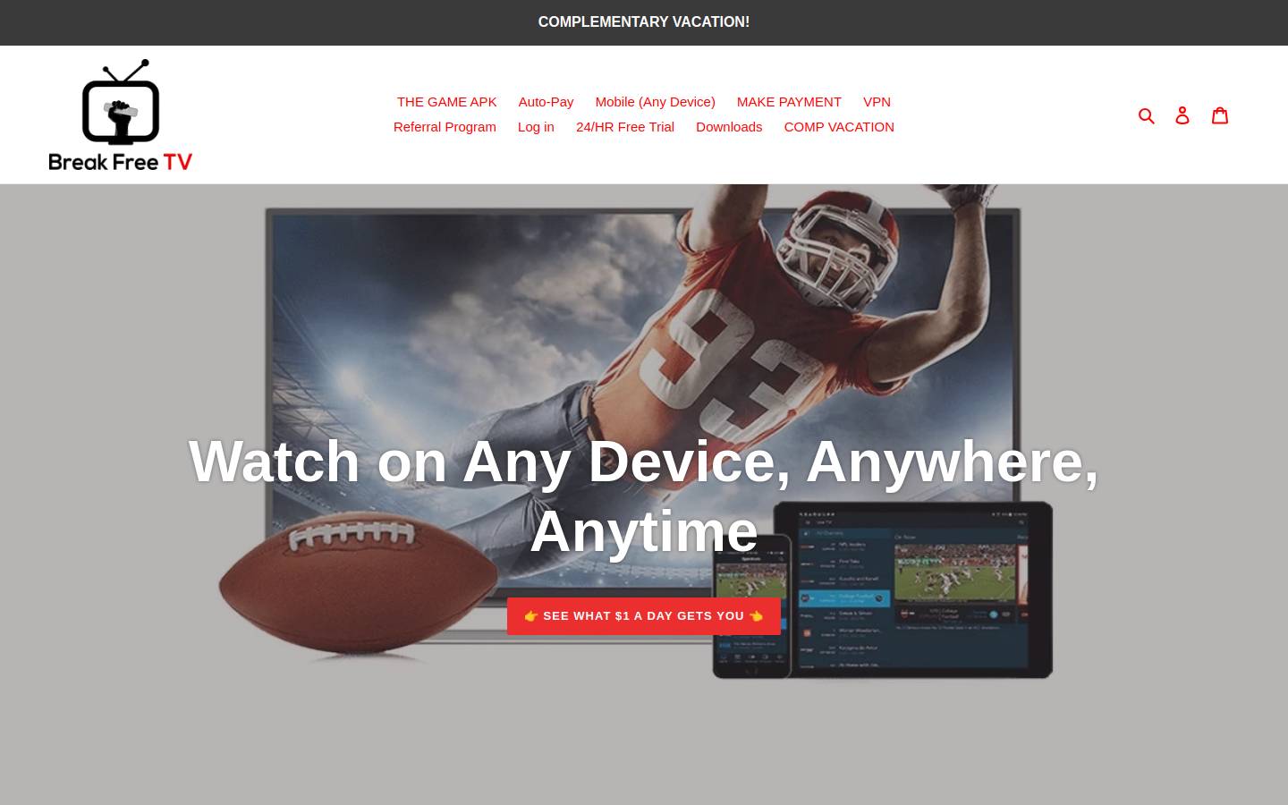 breakfree.tv homepage screenshot