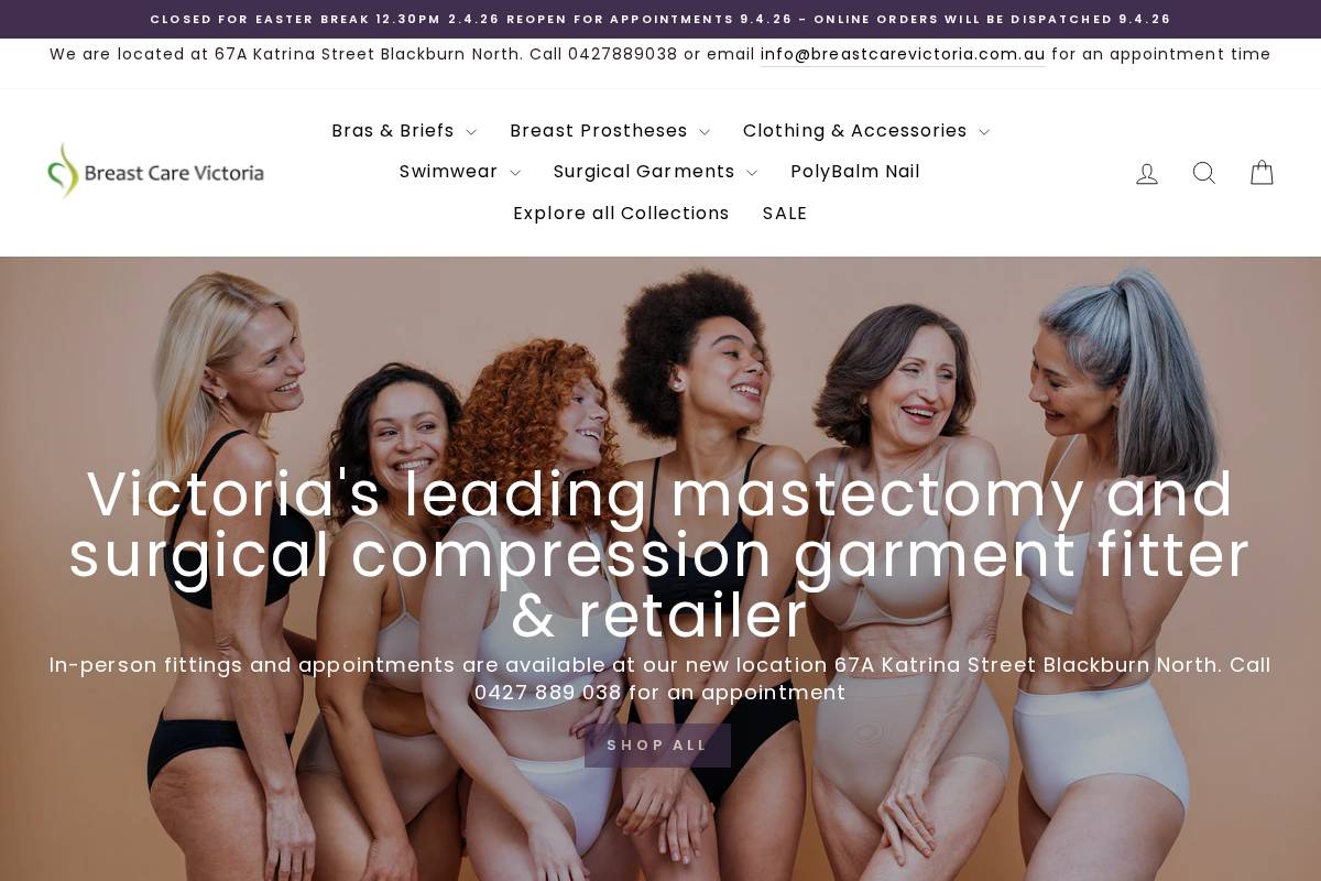 breastcarevictoria.com.au homepage screenshot