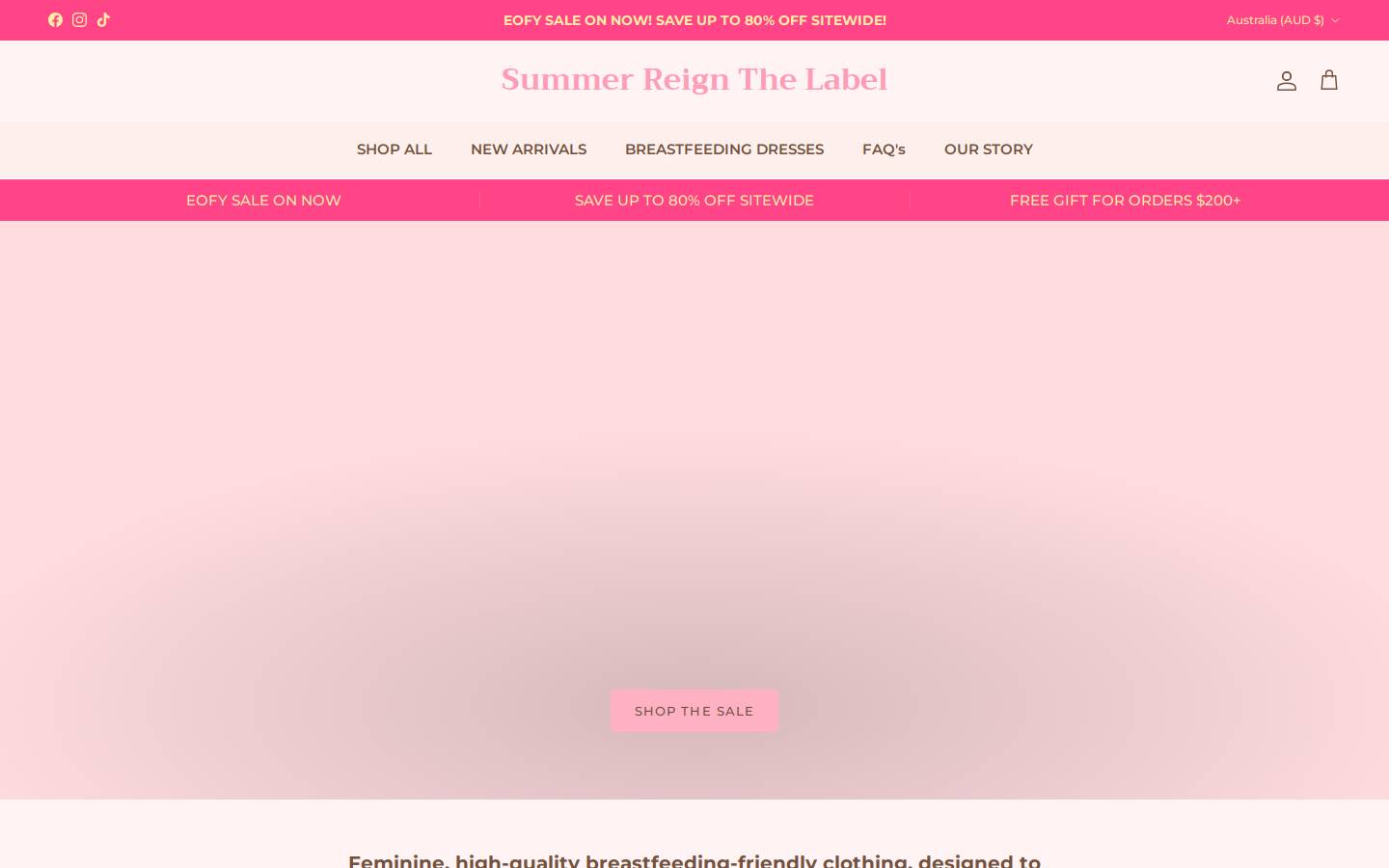 breastfeedingdresses.com.au homepage screenshot