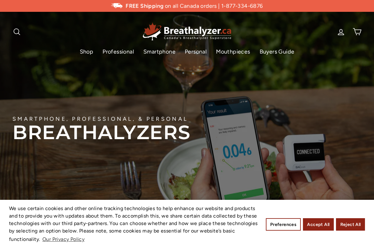 breathalyzer.ca homepage screenshot