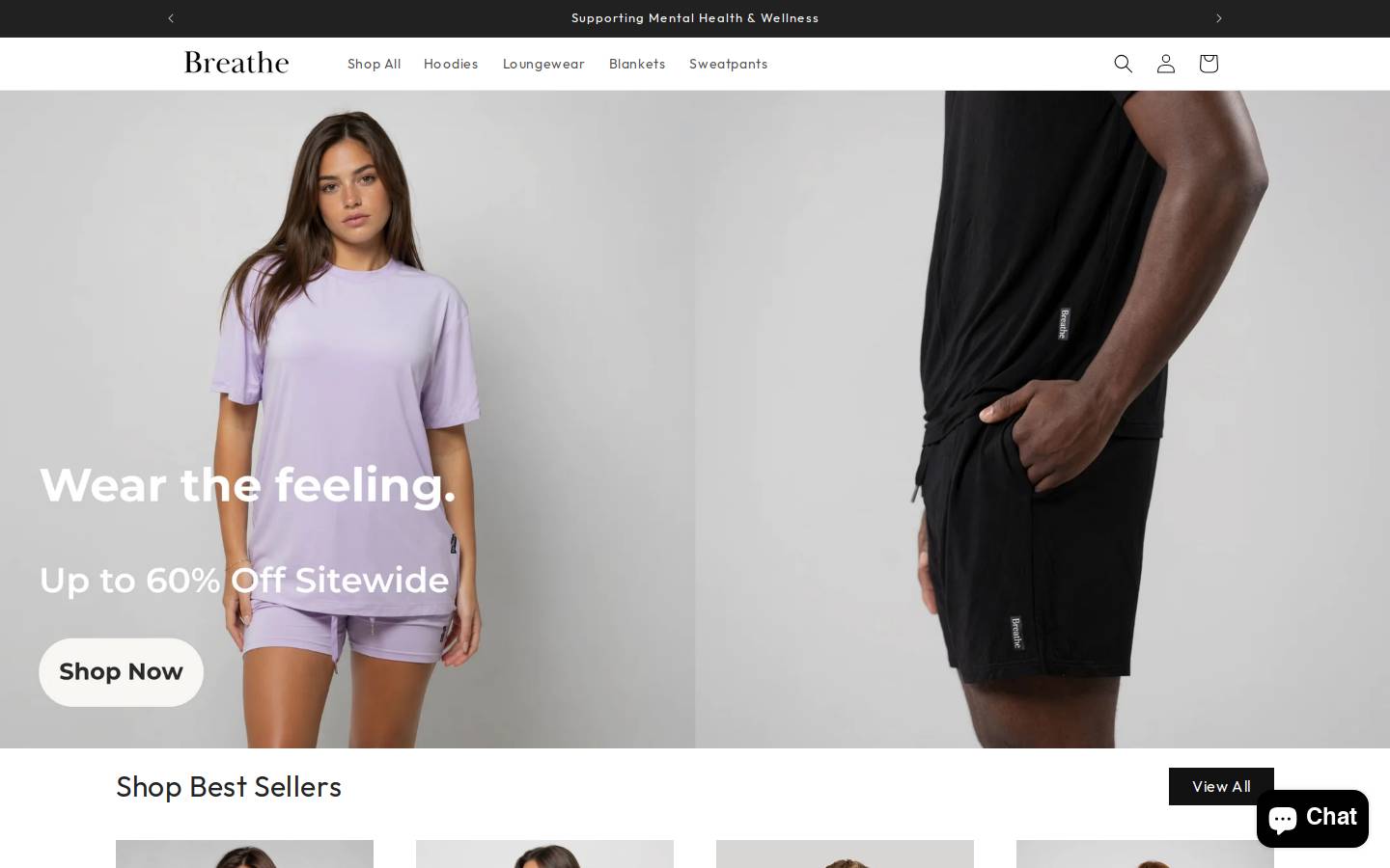 breatheapparel.co homepage screenshot