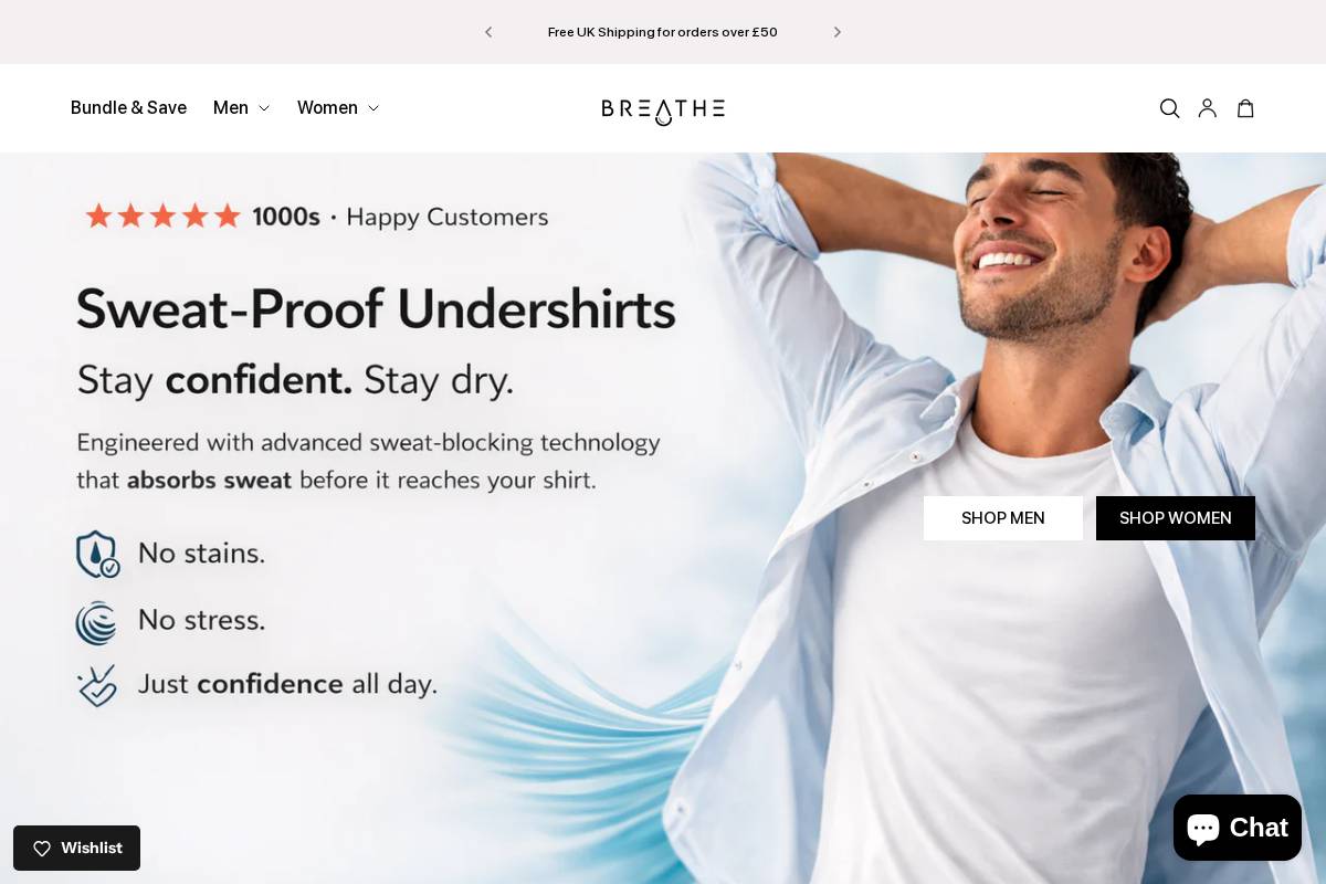 BREATHE APPAREL homepage screenshot
