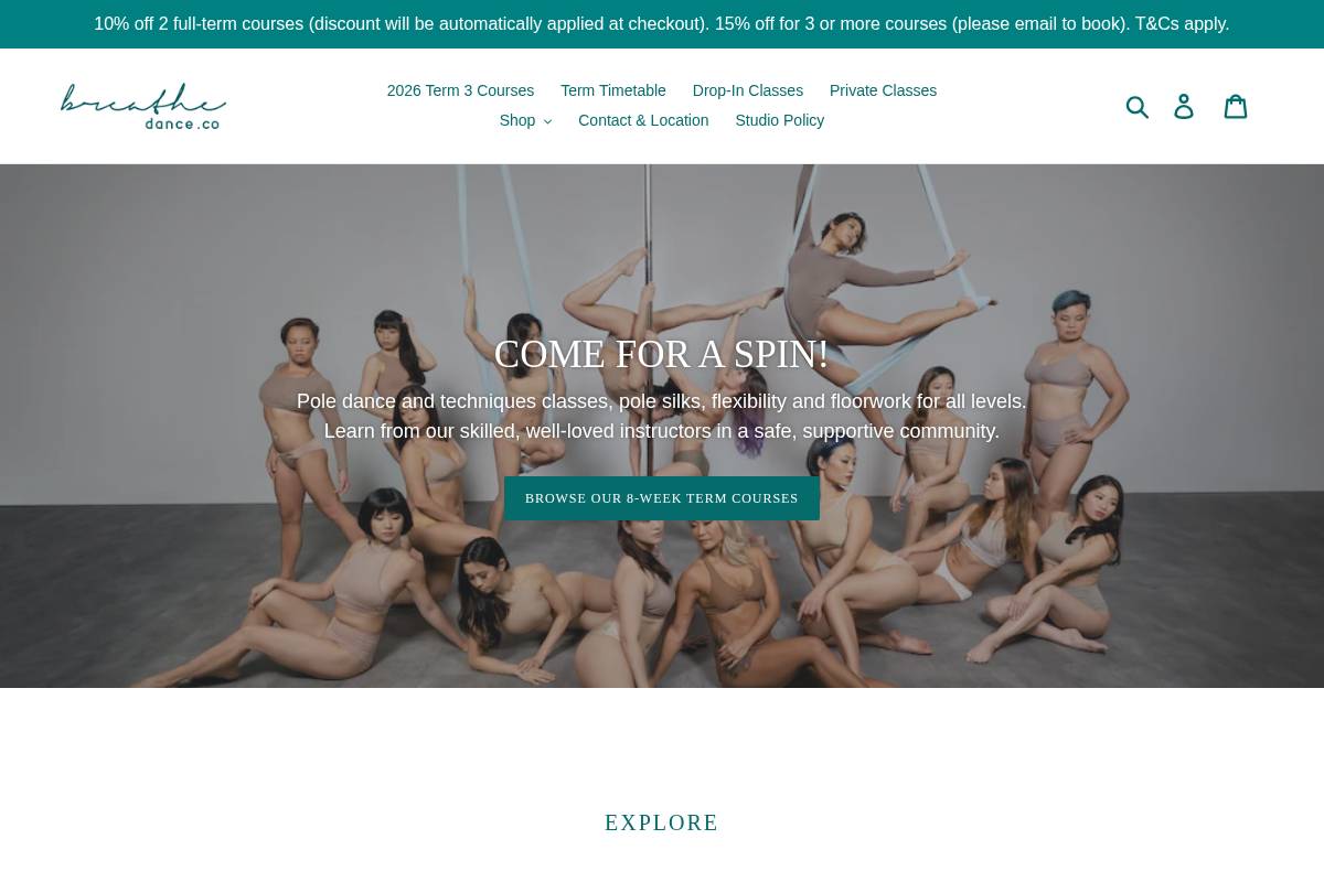 breathedance.co homepage screenshot