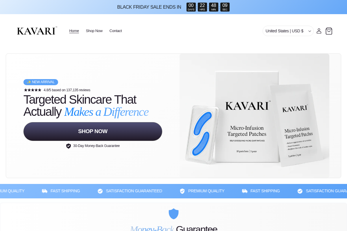 Kavari™ homepage screenshot