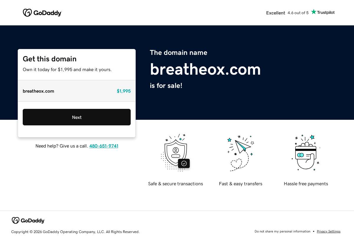 breatheox.com homepage screenshot