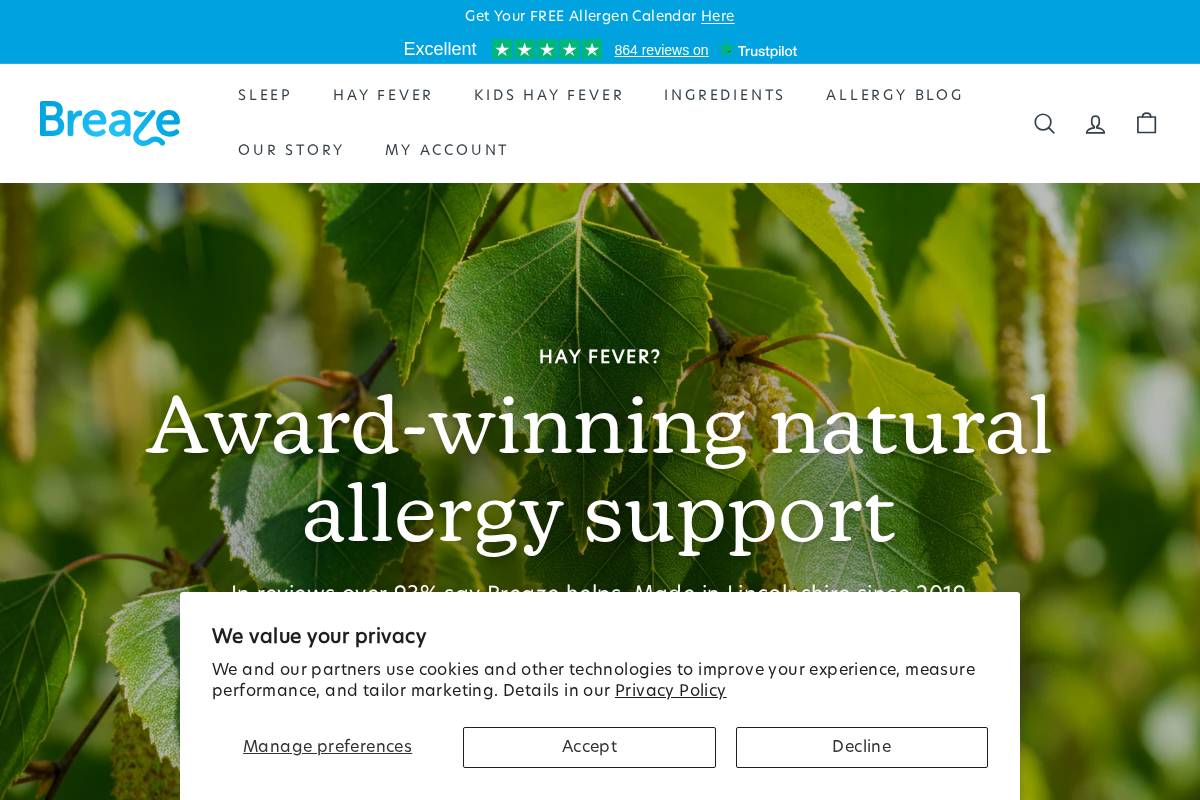 Breaze Health homepage screenshot