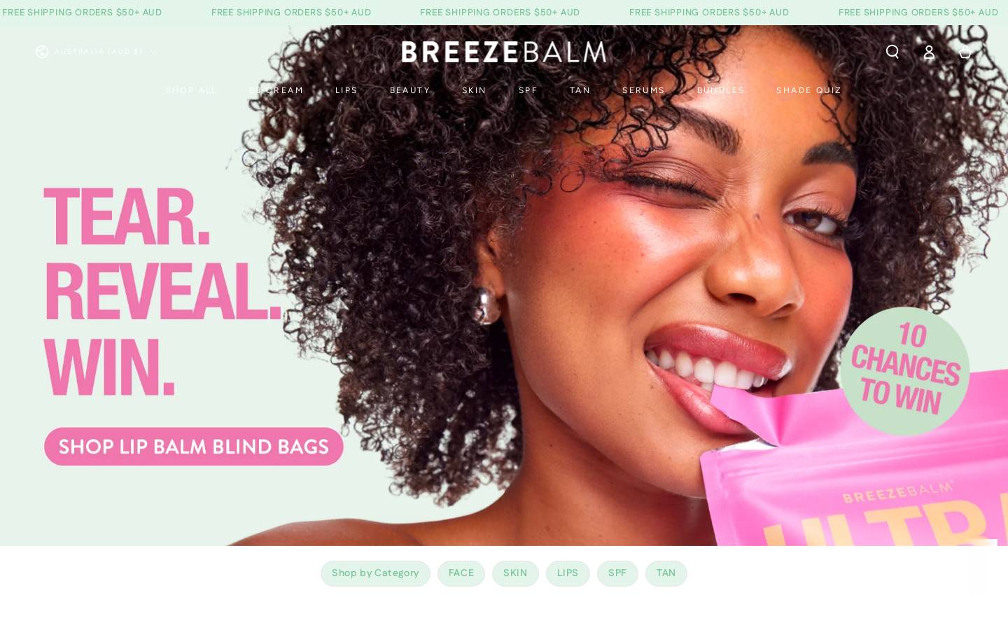 Breeze Balm homepage screenshot