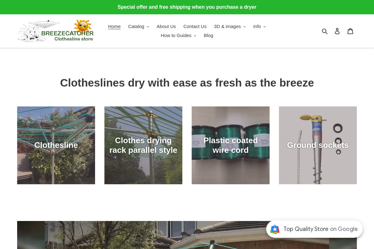 breezecatcher-clothesline.com homepage screenshot