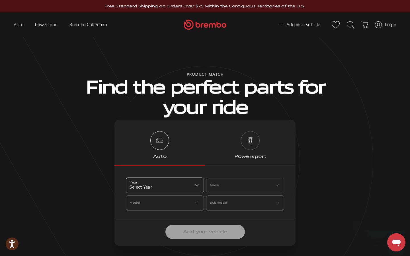 BremboStoreUSA homepage screenshot