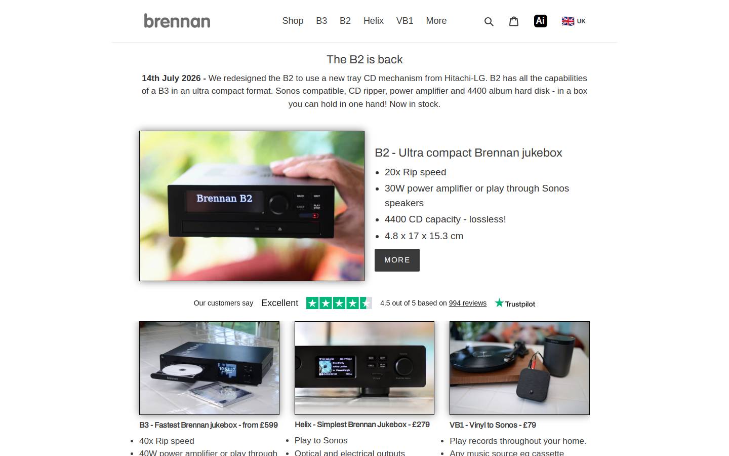 Brennan homepage screenshot