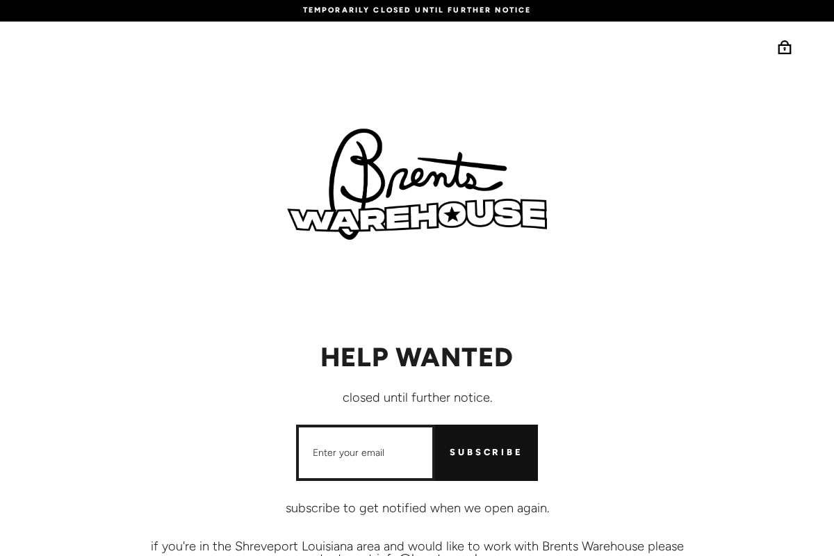 Brents Warehouse, LLC homepage screenshot
