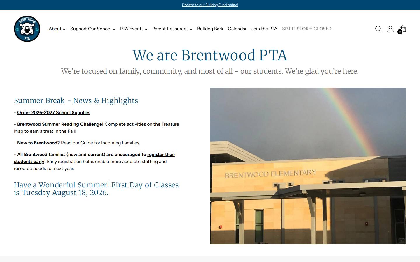 brentwoodpta.com homepage screenshot
