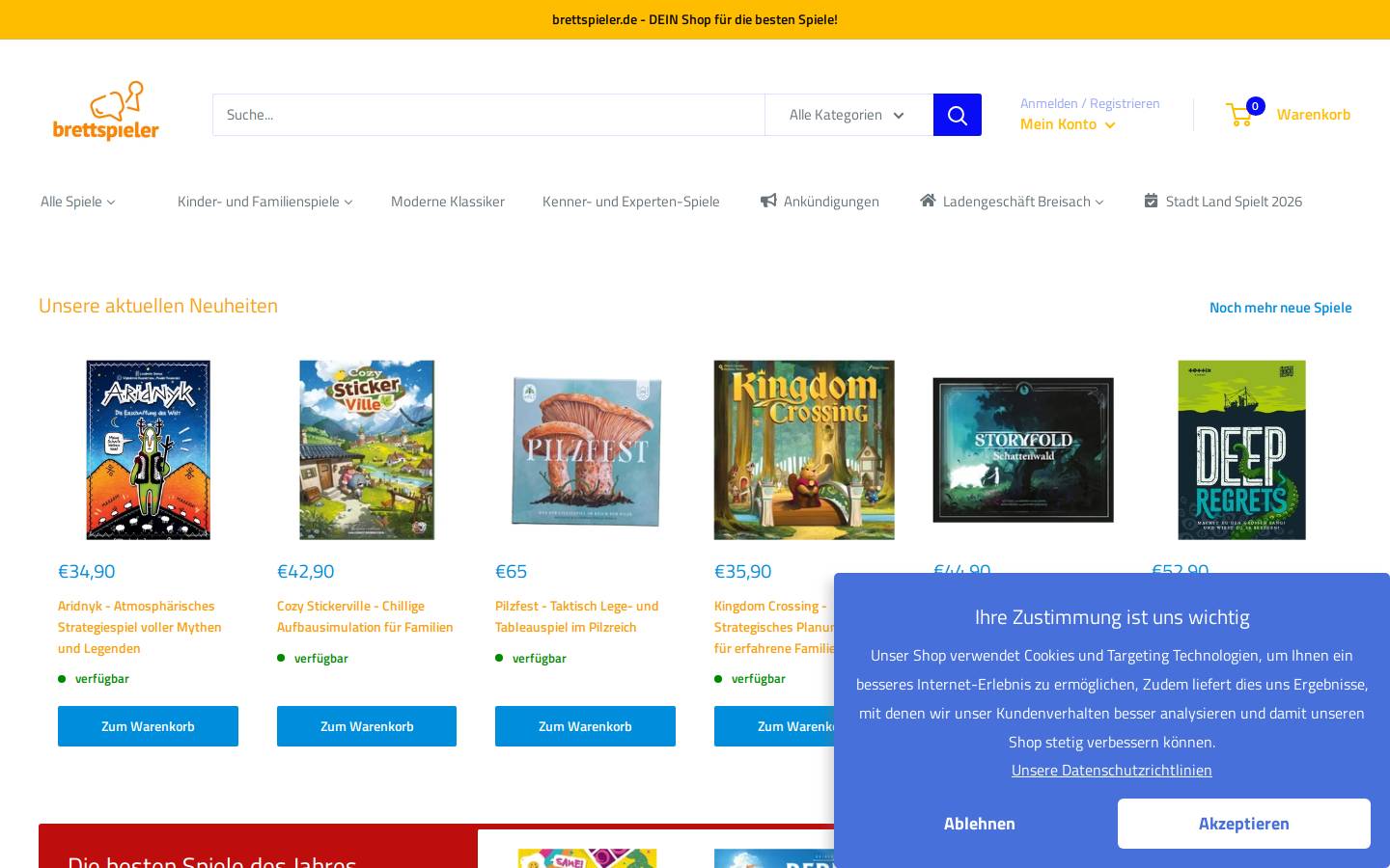 Brettspieler homepage screenshot