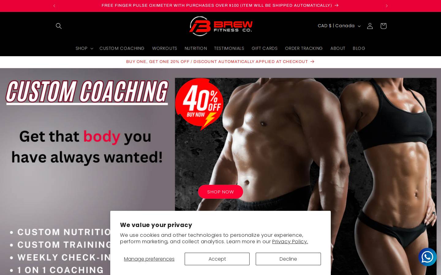 brewfitco.com homepage screenshot