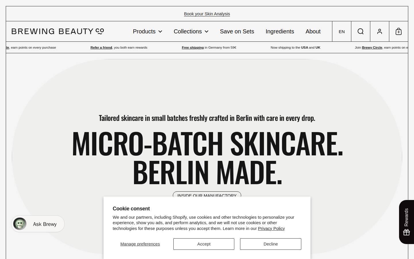 brewingbeauty.co homepage screenshot