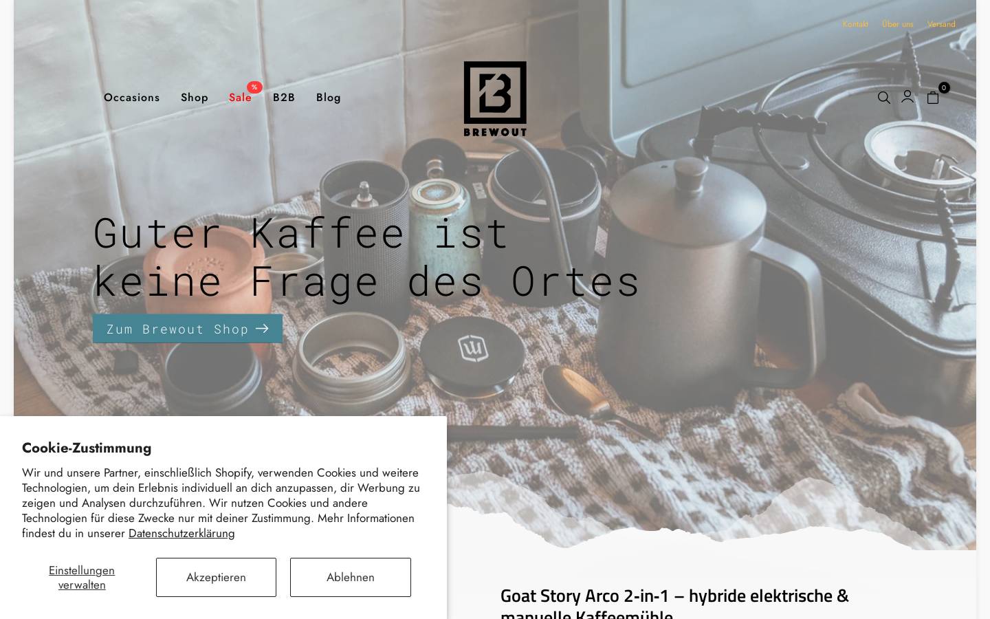 Brewout Coffee Co homepage screenshot