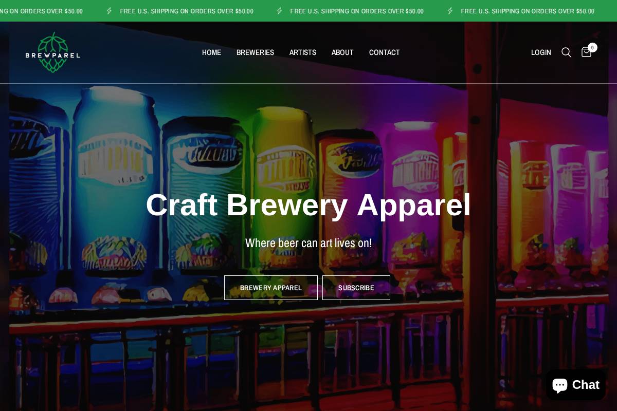 brewparel.com homepage screenshot