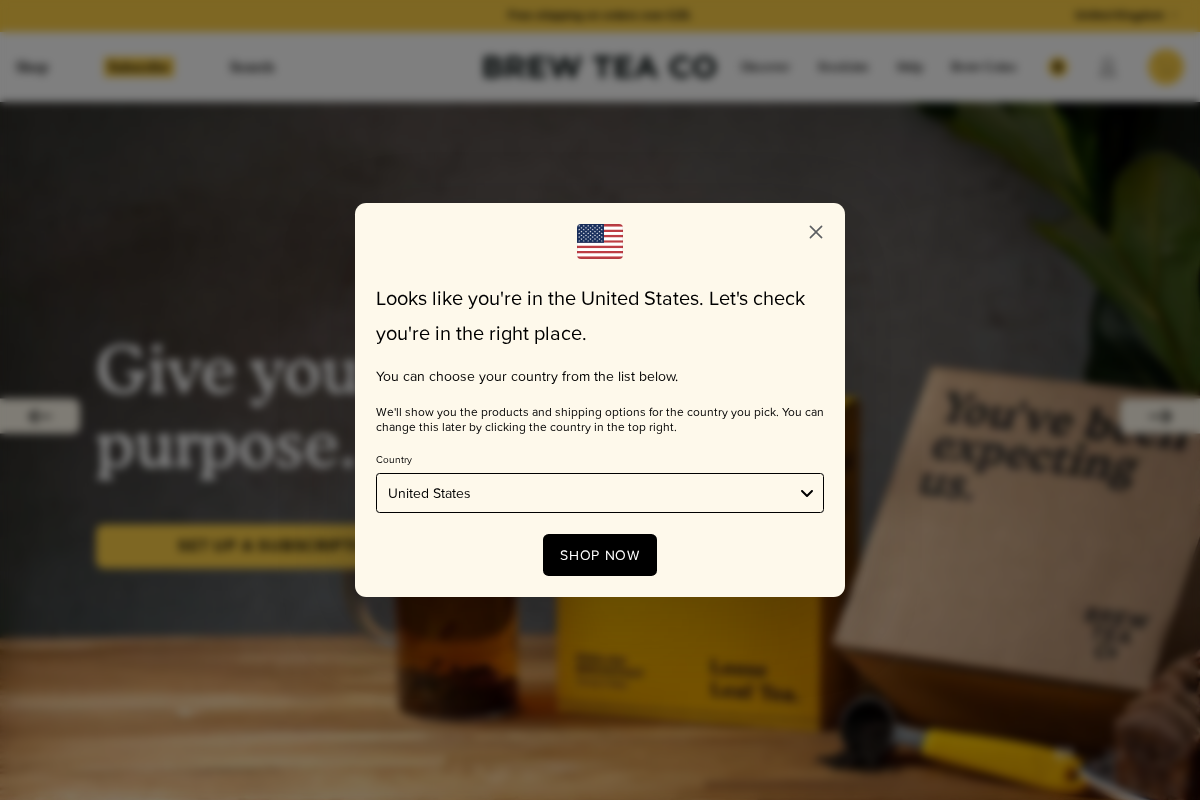 Brew Tea Co. homepage screenshot