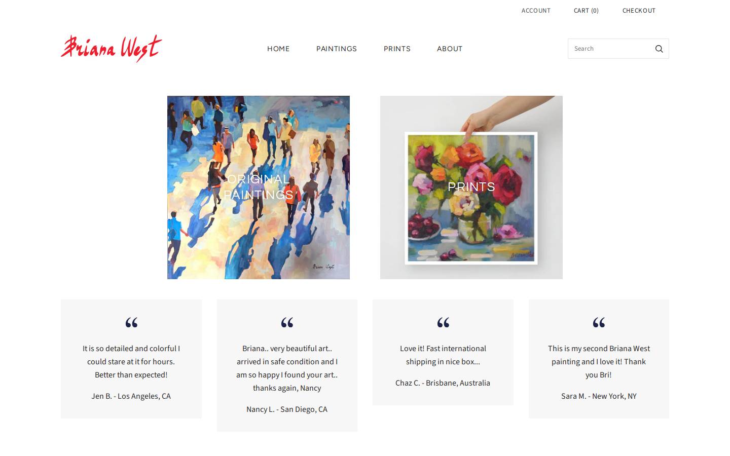brianawest.com homepage screenshot