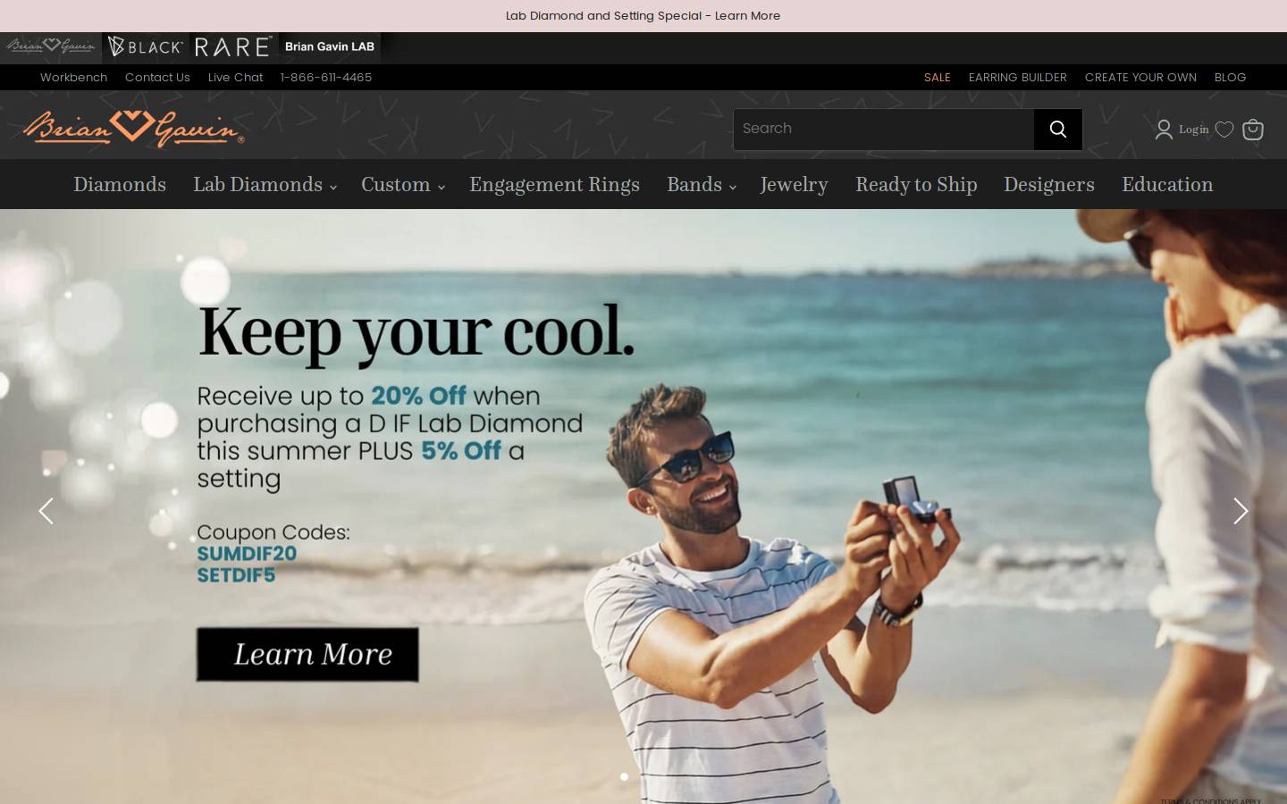 Brian Gavin Diamonds homepage screenshot
