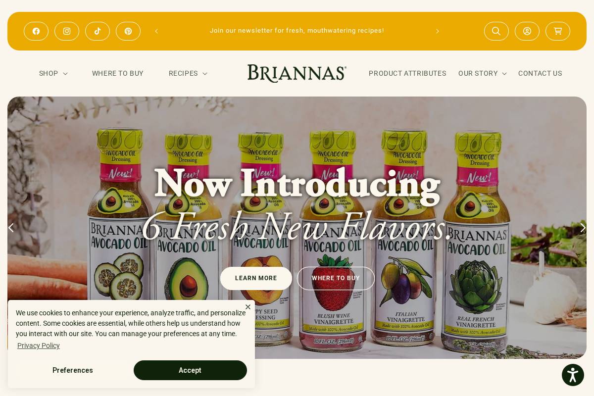 briannas.com homepage screenshot