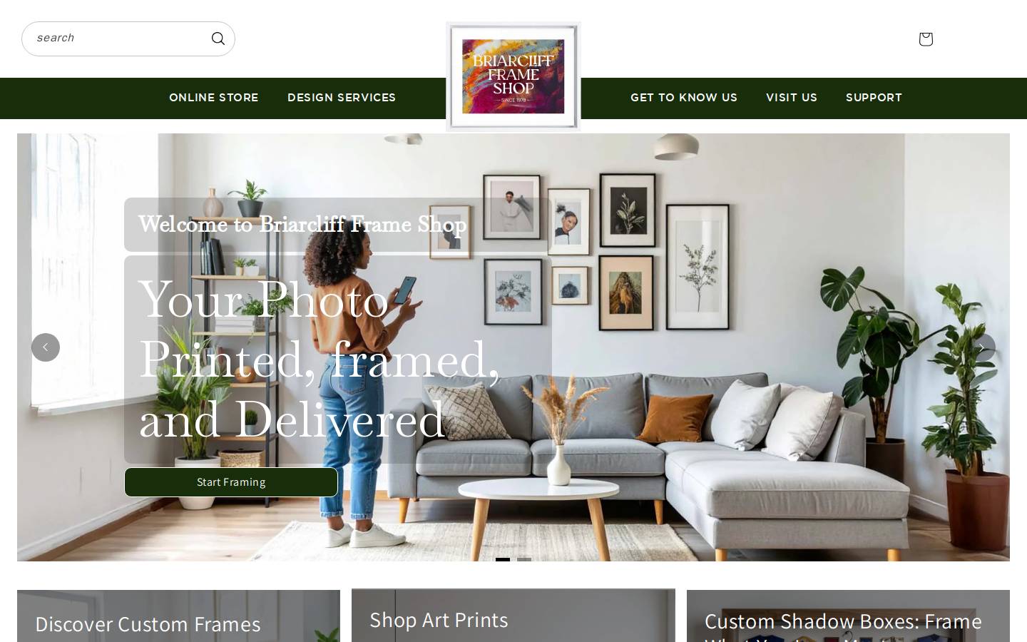 briarcliffframeshop.com homepage screenshot