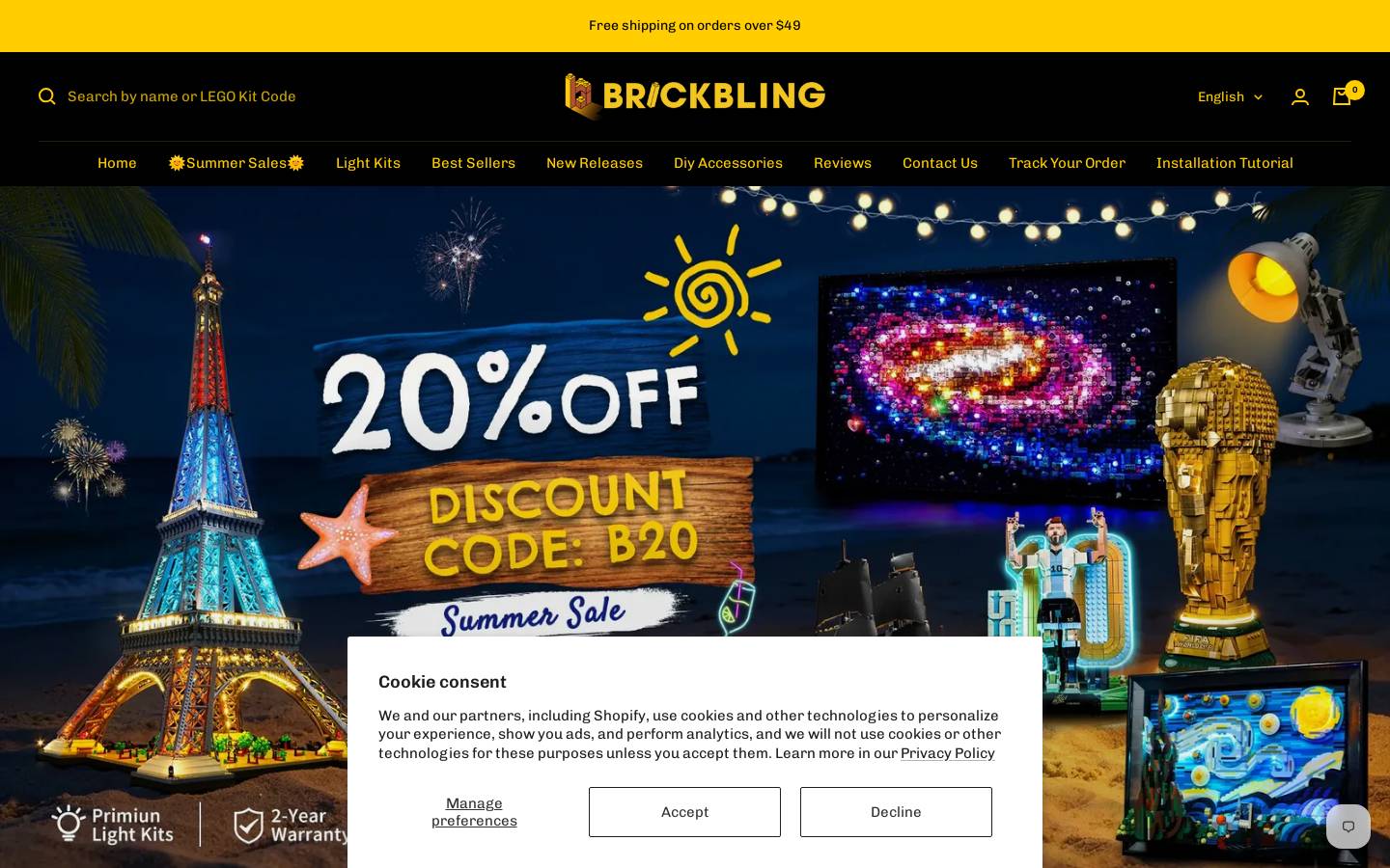 Brickblingtoy homepage screenshot
