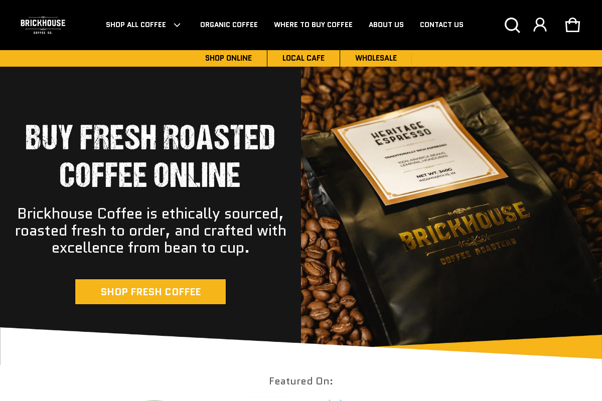 Brickhouse Coffee Co. homepage screenshot