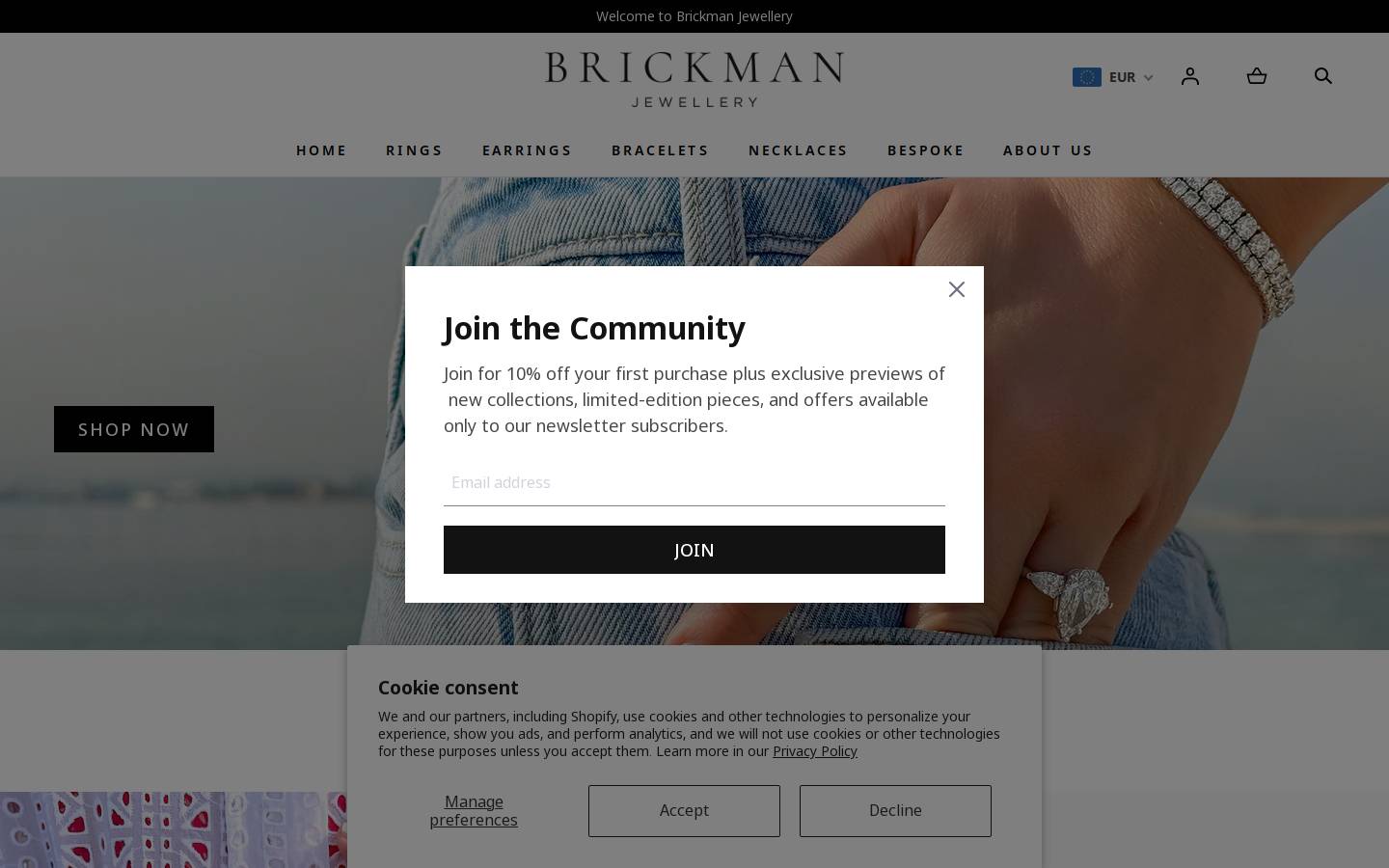 brickmanjewellery.com homepage screenshot