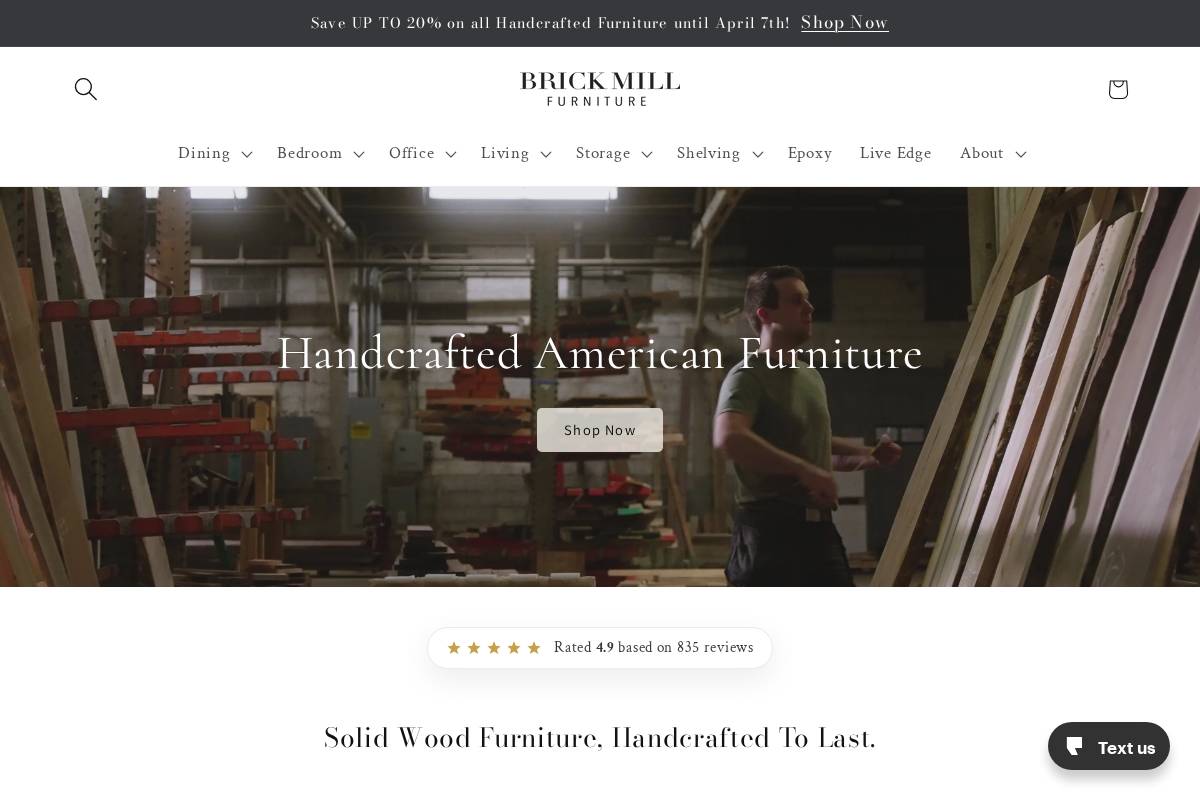 Brickmillfurniture homepage screenshot