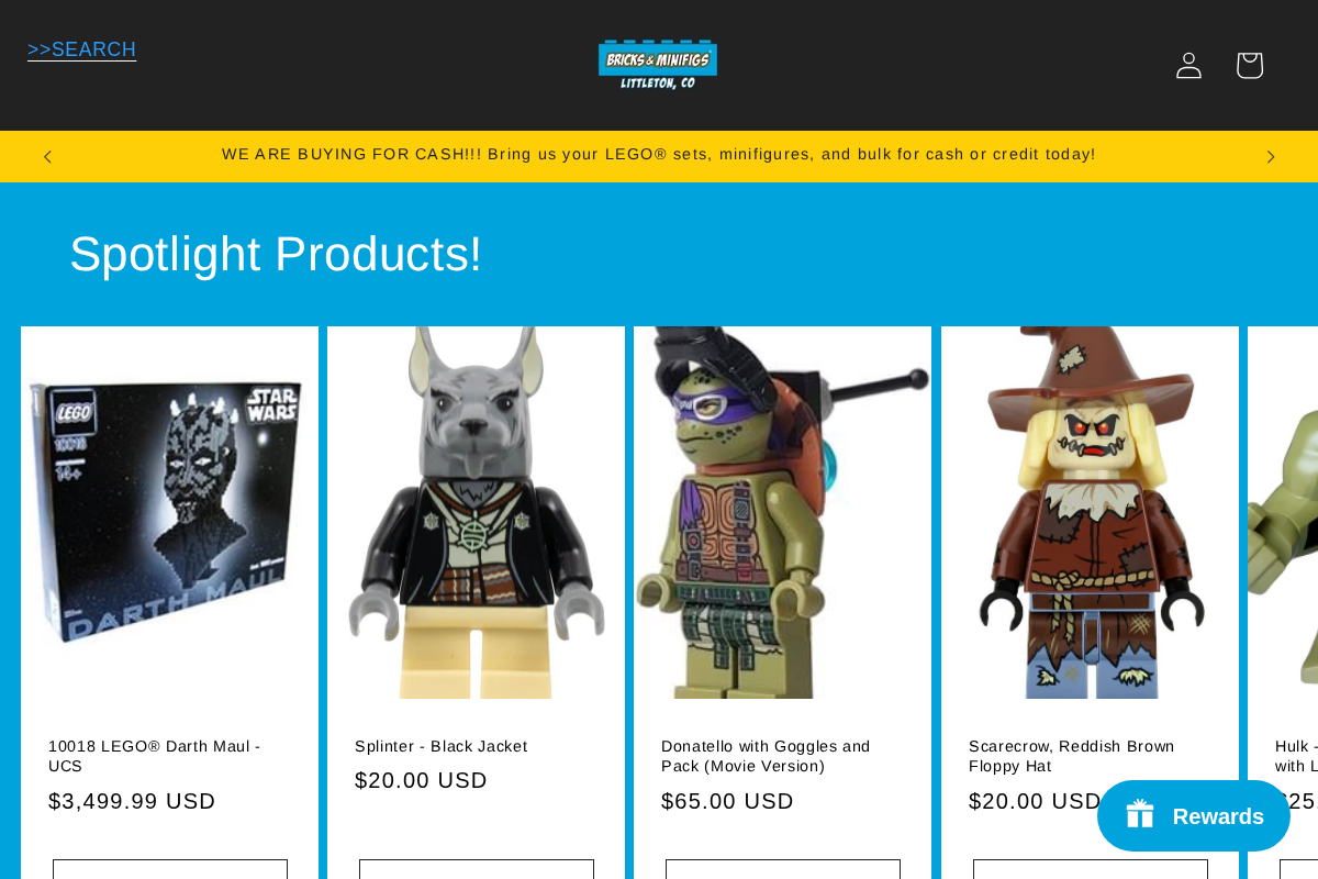 Bricks & Minifigs Littleton homepage screenshot