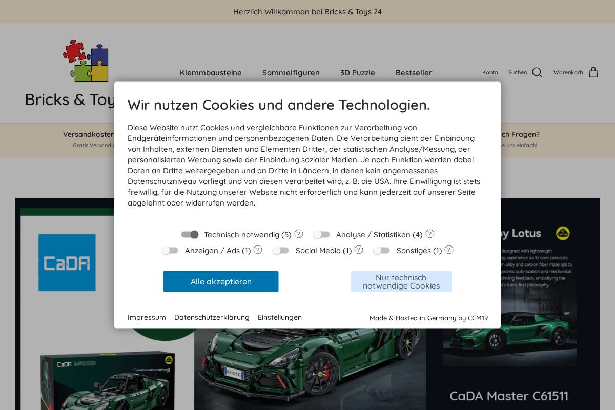 Bricks & Toys 24 homepage screenshot