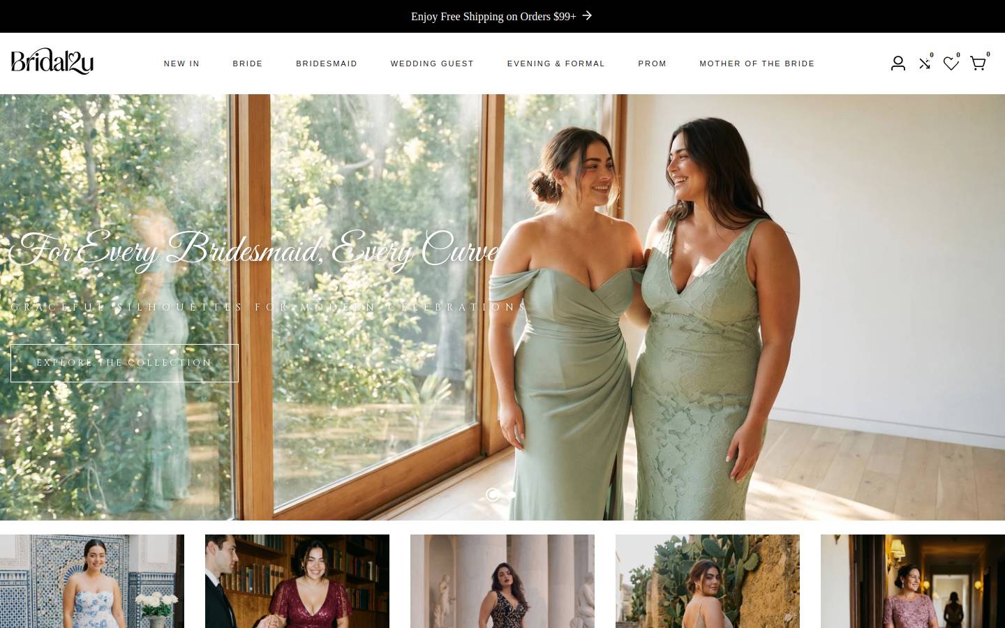 bridal2u.com homepage screenshot