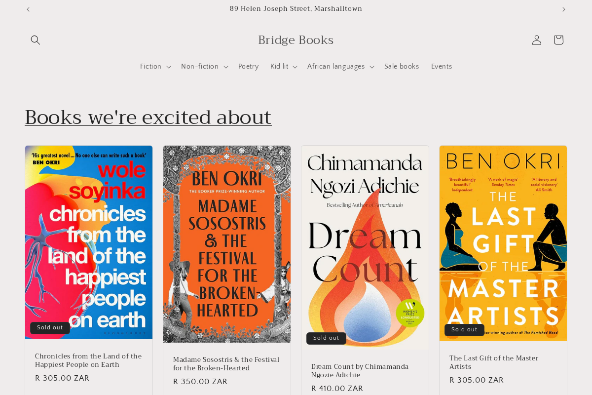 Bridge Books homepage screenshot