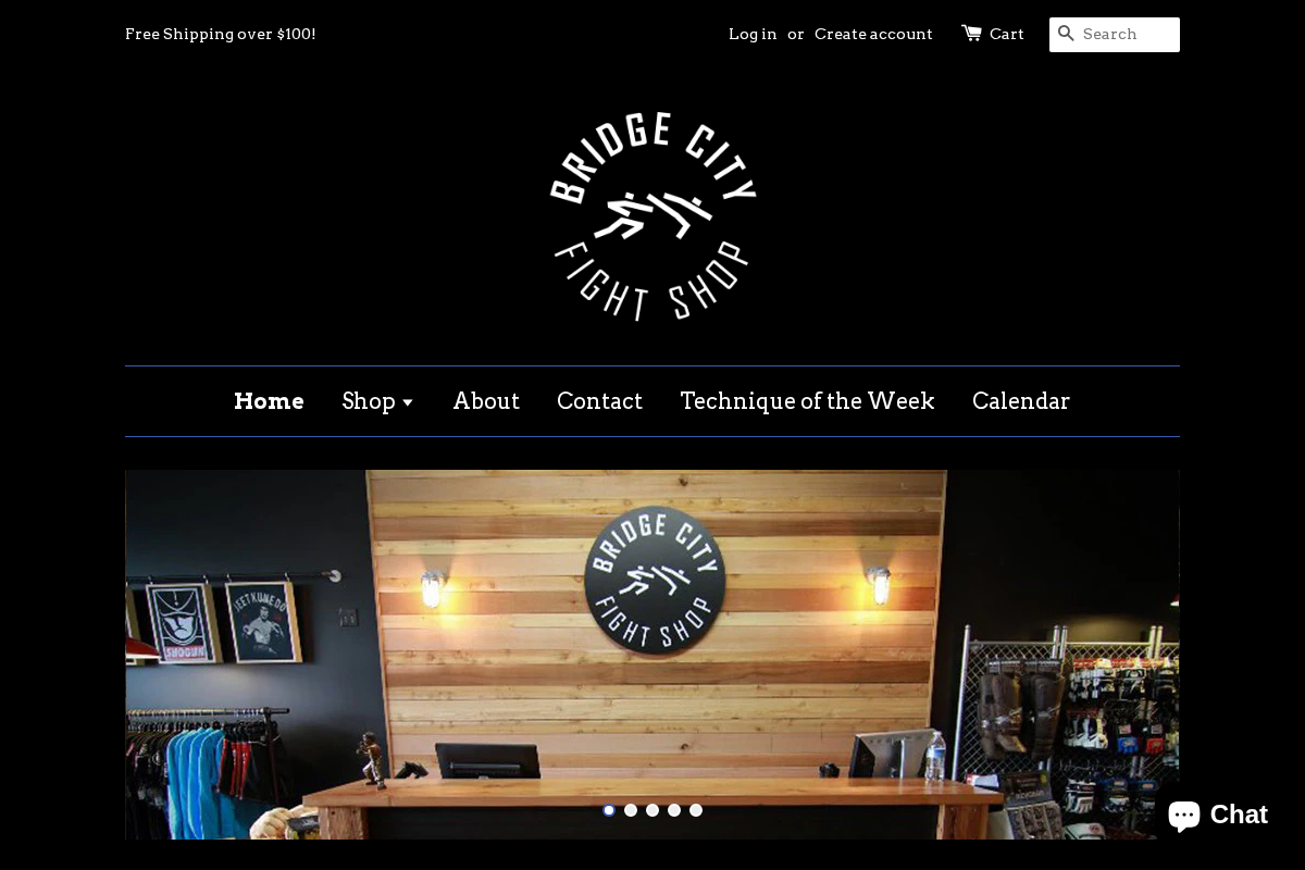 Bridge City Fight Shop homepage screenshot