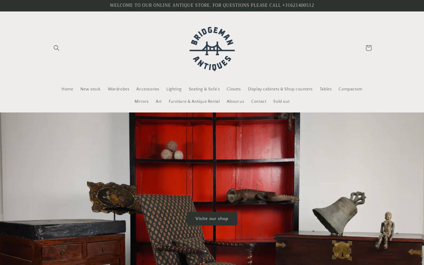 bridgeman-antiques.com homepage screenshot