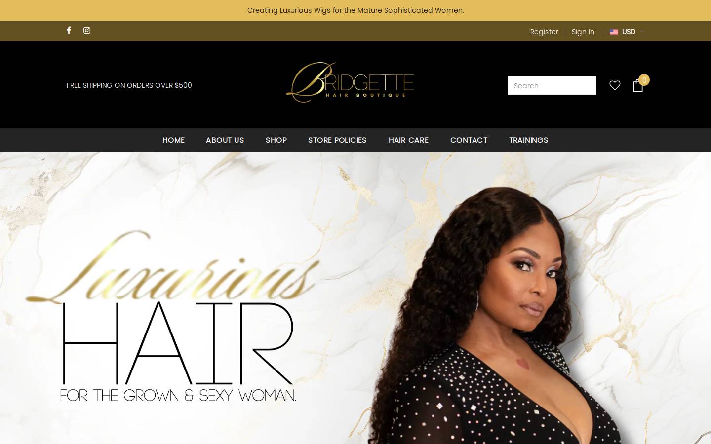 bridgettehairboutique.com homepage screenshot