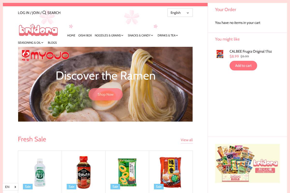 bridora.com homepage screenshot