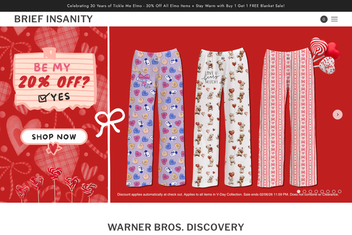 Brief Insanity homepage screenshot