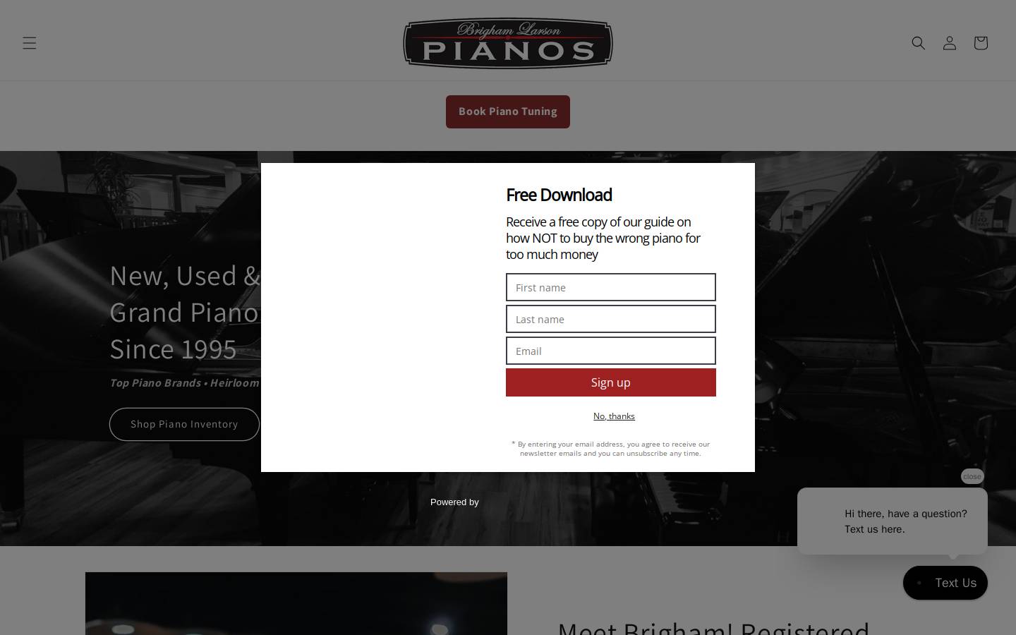 brighamlarsonpianos.com homepage screenshot